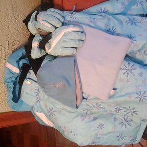 Girl Spyder Ski Jacket/Overalls, Hat, Turtle Neck Fur and Gloves Set